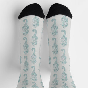 Chaussette Chevaux de mer tropicaux, Motif hippocampe - gris 