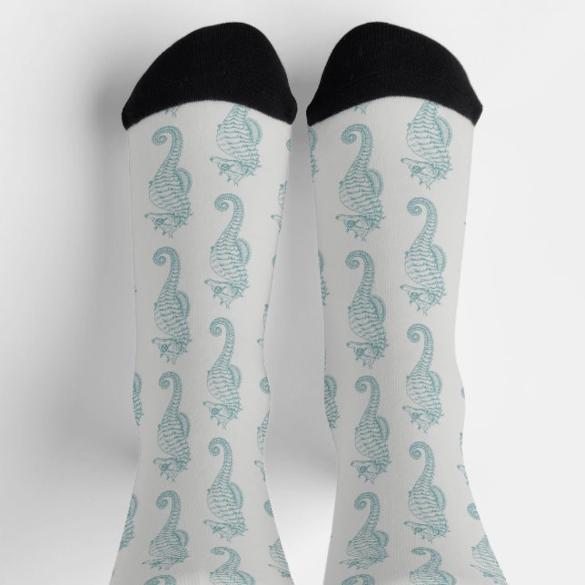 Chaussette Chevaux de mer tropicaux, Motif hippocampe - gris  (Haut)