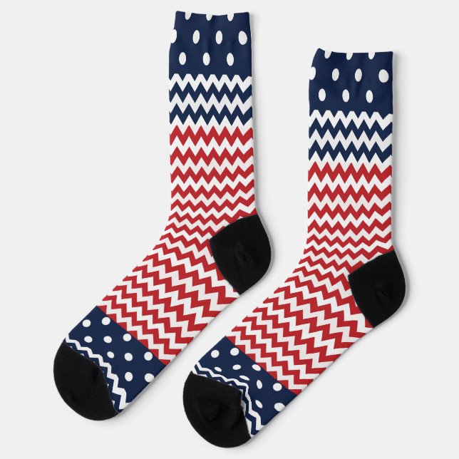 Chaussette Chevron Stripes et Dots Patriotique (Gauche)
