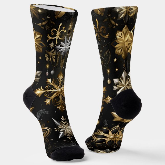 Chaussette Chic Flocon D'Argent Et D'Or (Angulaire)