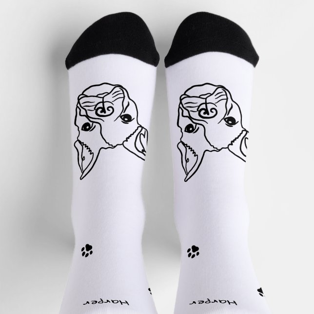 Chaussette Chic French Bulldog Line Art : Modifier votre text (Haut)
