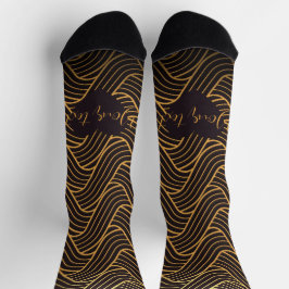 Chaussette Chic Gold Linework Pattern Socks – Add Your Text