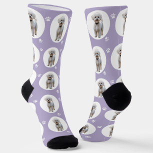 Chaussette Chic Lavande Violet Photo Personnalisé de Chien Mi