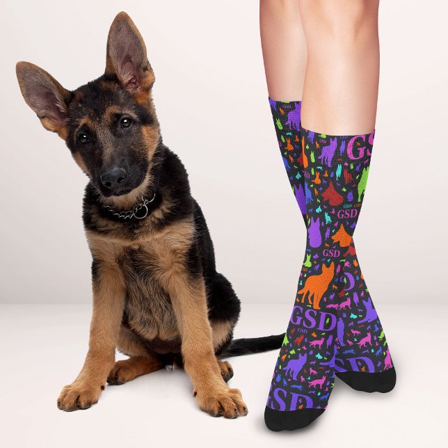Chaussette Chien berger allemand - motif d'art de mot GSD (Créateur téléchargé)