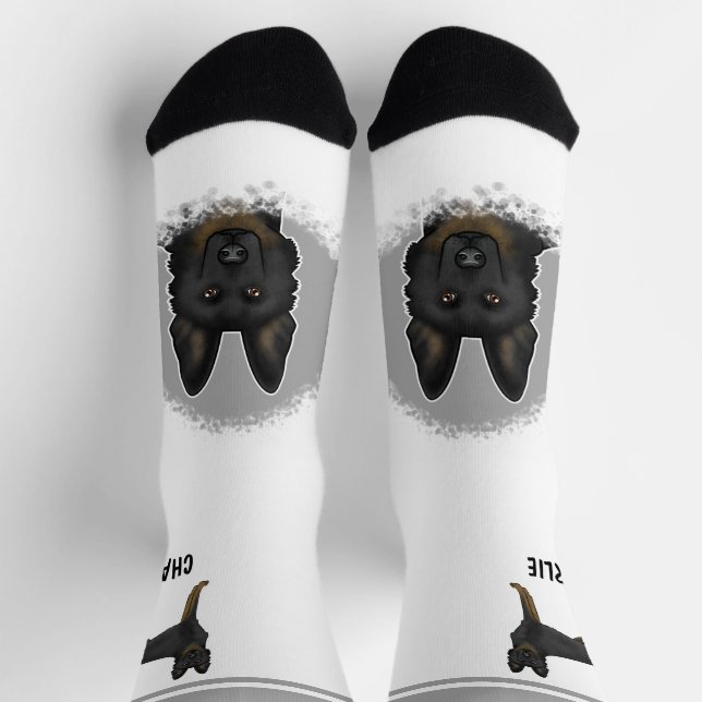 Chaussette Chien-Berger Allemand Noir Avec Nom Personnalisé (Haut)