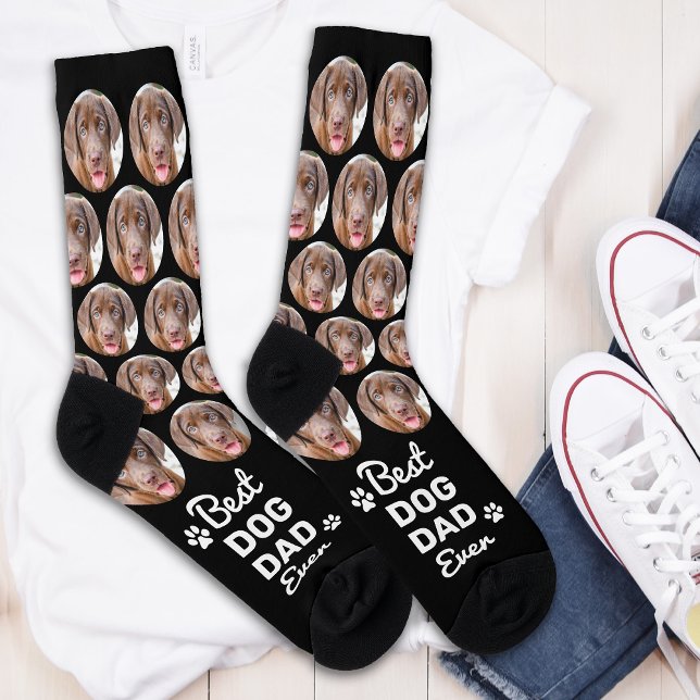 Chaussette CHIEN DAD Personnalisé Cute Pet Photo Novelty Crew (Créateur téléchargé)