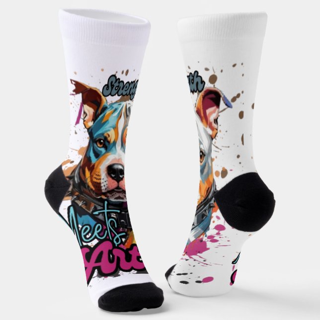 Chaussette Chien d'art Pop Bleu Orange (Angulaire)
