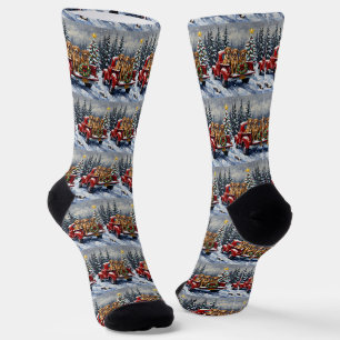 Chaussette Chien de berger anatolien camion rouge de Noël vac