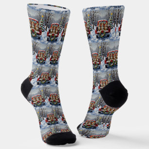 Chaussette Chien de Bétail Australien Camion Rouge de Noël Va