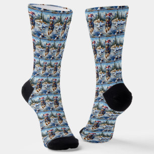 Chaussette Chien énergique Blue Heeler Ruisseau d'hiver Noël