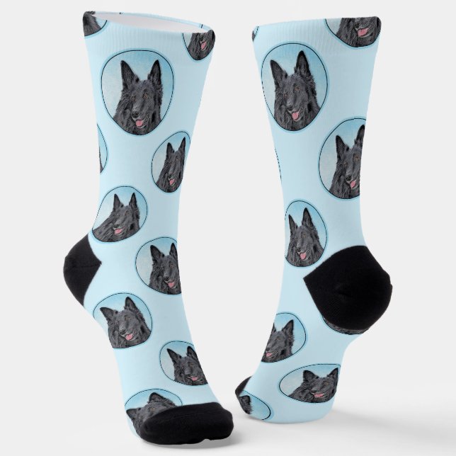 Chaussette Chien noir peintre Groenendael Belge (Angulaire)