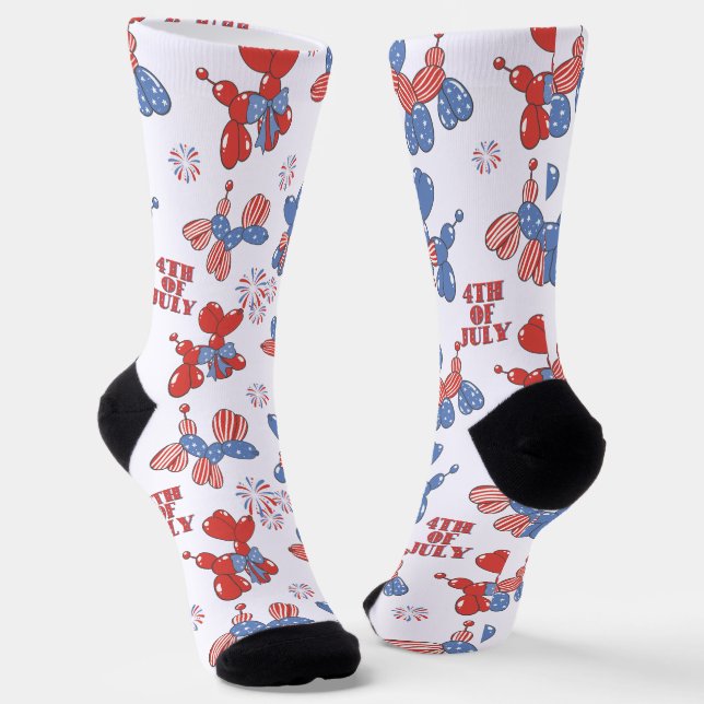Chaussette Chiens 4 juillet Ballons mignons (Angulaire)
