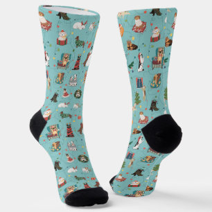 Chaussette Chiens de Fêtes en Motif de pulls de Noël
