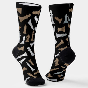 Chaussette Chiffres d'échecs Motif - Or et perle