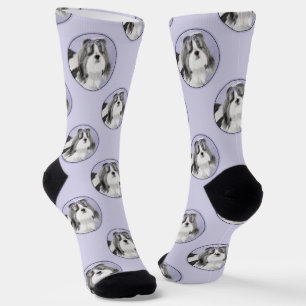 Chaussette Chih Tzu Peinture Noir & Blanc Original Chien Art