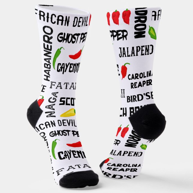 Chaussette Chili Pepper Fiery Hot Chillies Motif (Angulaire)