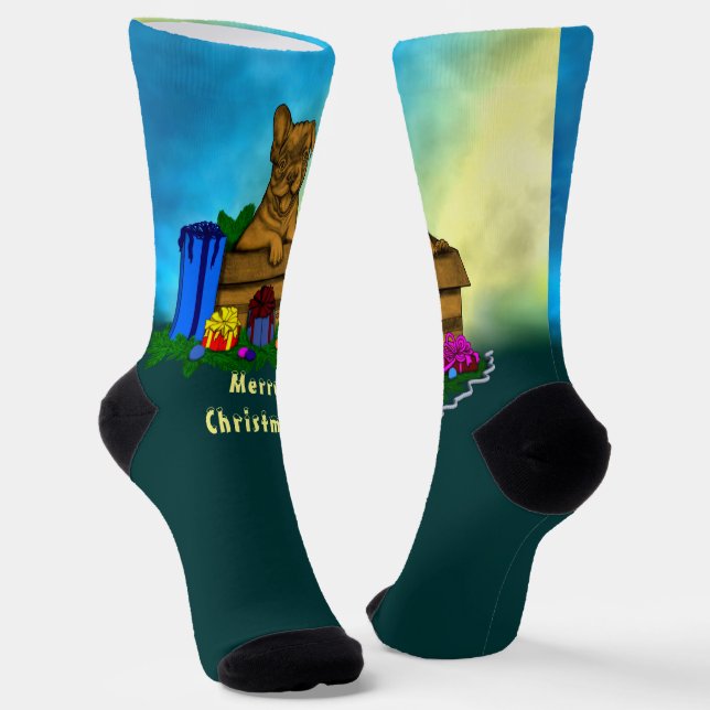 Chaussette Chiot dans une boîte, Joyeux Noël (Angulaire)