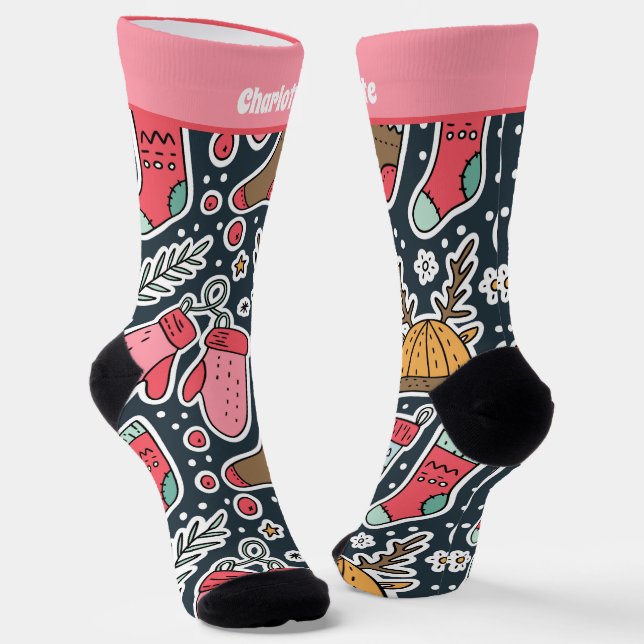 Chaussette Choc De Noël Personnalisé Et Motif Mitten (Angulaire)