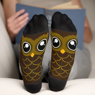 Chaussette Chouette Brown foncée Kawaii