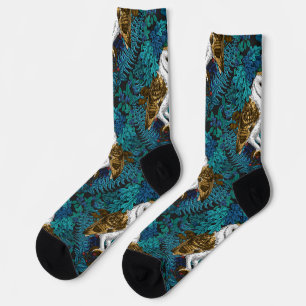 Chaussette Chouettes, fougères, chênes et baies 3