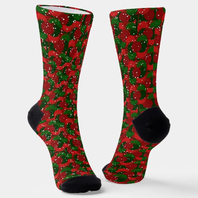 Chaussette Christmas Snow on Red and Green  (Angulaire)