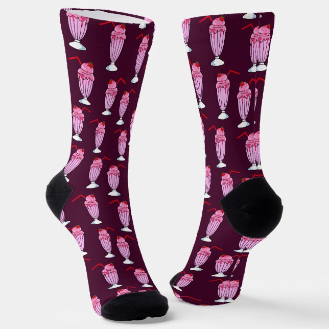 Chaussette Cinties rose fraise Milkshake Motif (Angulaire)