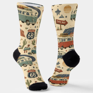Chaussette Circuit 66 Voyage en Camping-Car Style Americana