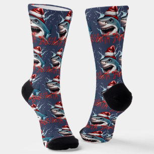 Chaussette Citation de Santa Jaws Pun Noël Shark Dessin Animé