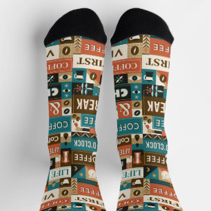 Chaussette Citations de café coloré