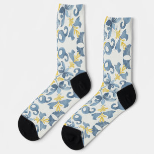Chaussette Citron en carrelage bleu italien