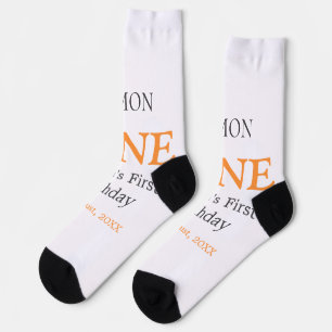 Chaussette Citron un heureux 1er anniversaire orange gris rét
