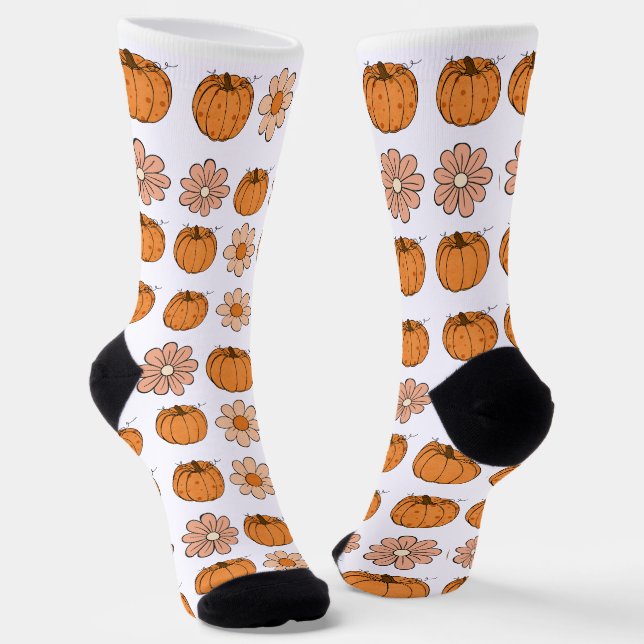 Chaussette Citrouille Automne Rétro Nom Orange Femmes Chausse (Angulaire)
