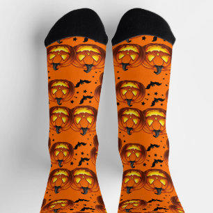 Chaussette Citrouille d'Halloween et chauves-souris