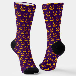 Chaussette Citrouille orange violette sculptée Halloween sais
