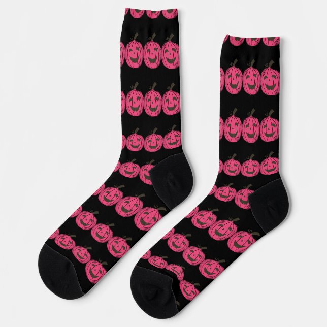 Chaussette Citrouille rose d'Halloween (Gauche)