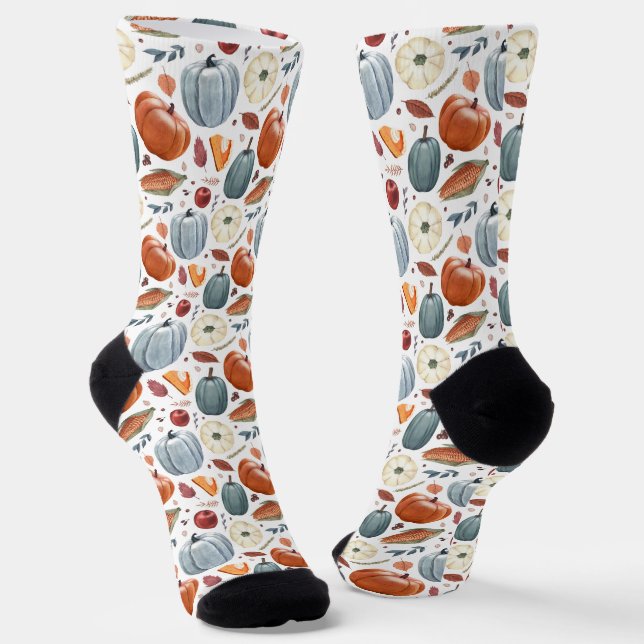Chaussette Citrouilles d'automne et feuilles d'automne Motif (Angulaire)
