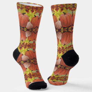 Chaussette Citrouilles de Thanksgiving #2 Automne Feuilles d'