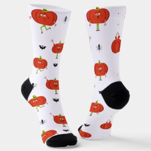 Chaussette Citrouilles d'halloween mignonnes, araignée et mot