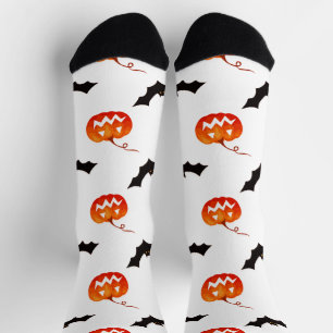 Chaussette Citrouilles et chauves-souris d'Halloween, des fri