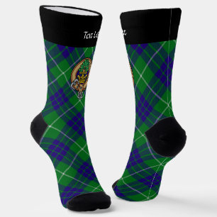 Chaussette Clan Hamilton Crest sur le tartare de chasse verte