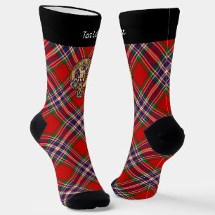Chaussette Clan MacFarlane Crest sur Red Tartan