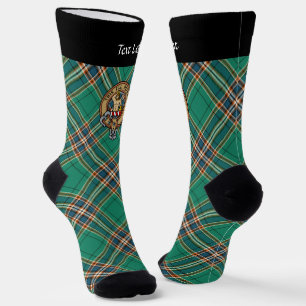 Chaussette Clan MacFarlane Crest sur Tartan de chasse antique