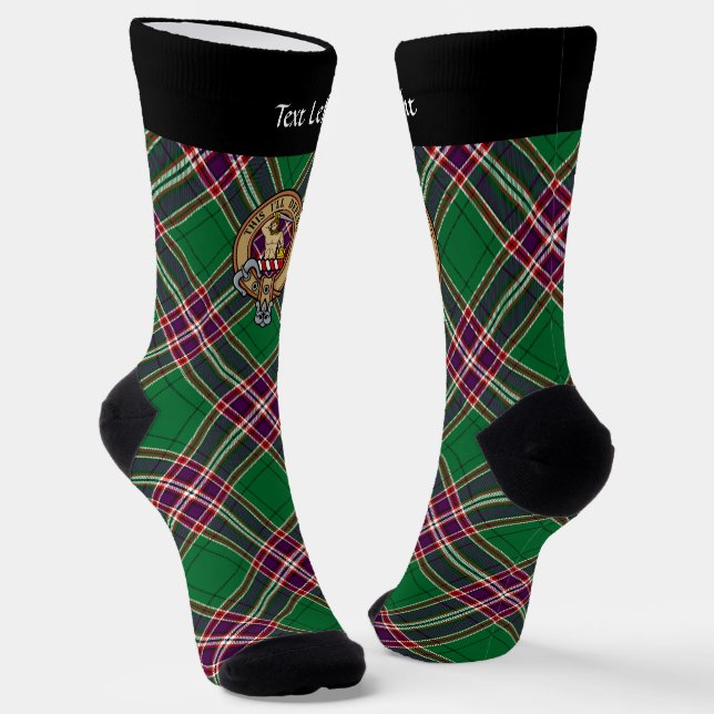 Chaussette Clan MacFarlane Crest sur Tartan de chasse moderne (Angulaire)