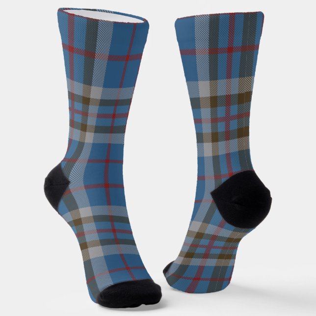 Chaussette Clan Plaid Thompson Blue Grey Tartan (Angulaire)