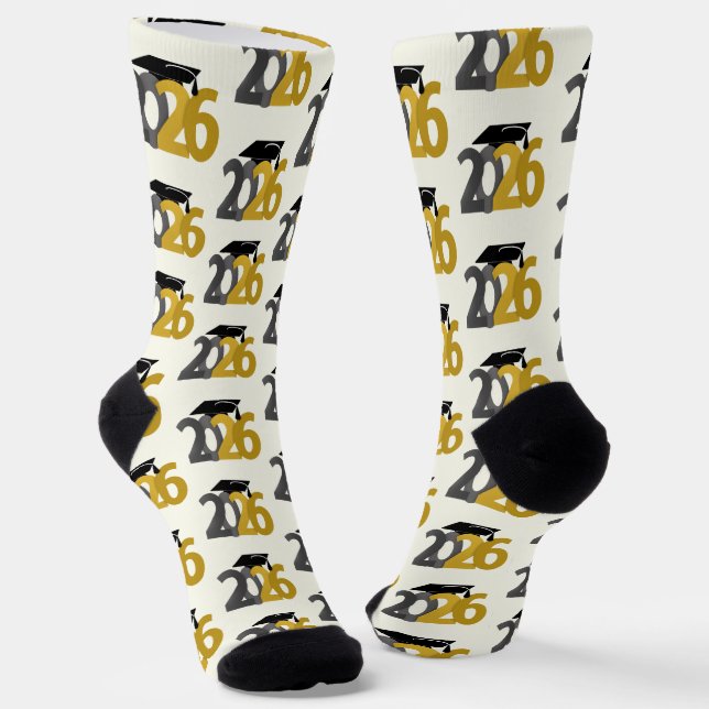 Chaussette Classe or et argent de 2026 Graduation (Angulaire)