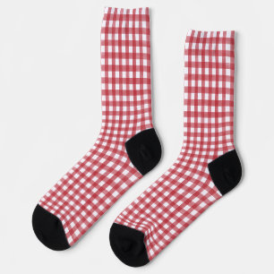 Chaussette Classic Rouge et Blanc En vichy Plaid Motif