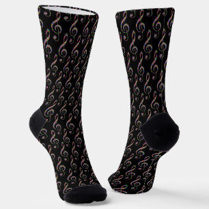 Chaussette Clé de musique en arc-en-ciel