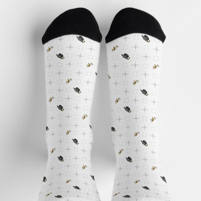 Chaussette Clé Gris Caps et Diplôme Motif Soc (Haut)