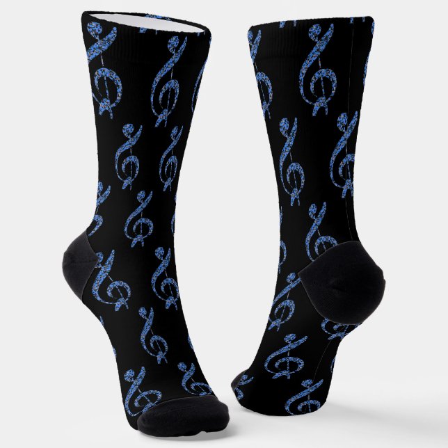 Chaussette Clés de musique en bleu (Angulaire)