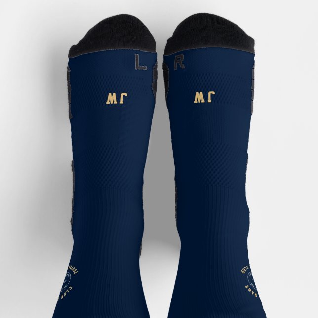 Chaussette Club de football Nom Logo Initiales Marine Gold (Haut)